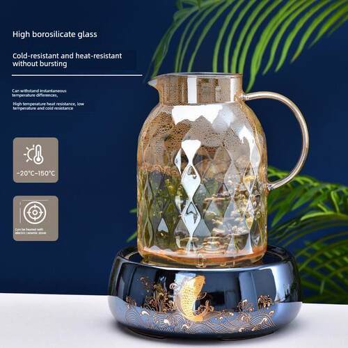 钻石纹理玻璃茶壶集冷热水水壶。