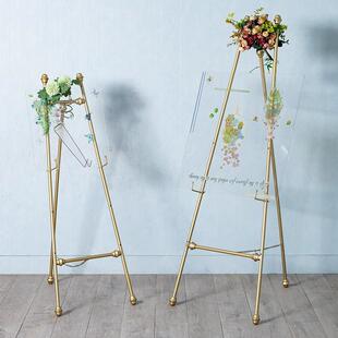 网红轻奢婚礼迎宾照片展示架北欧售楼部广告铁画架金属相框架落地