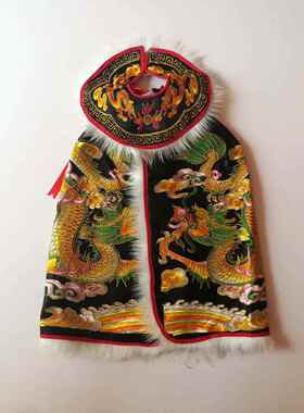 高档精致带领围龙袍佛神像神披风佛衣服像衣服高档神袍黄色龙衣衣