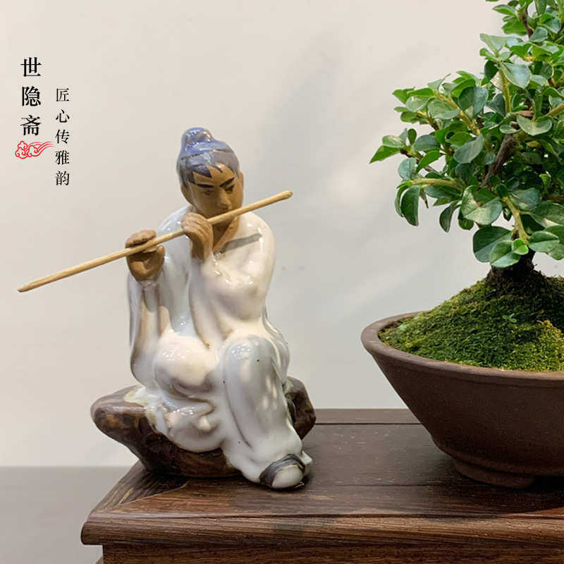 RI0T古人物陶瓷摆件下棋抚琴假山流水中式庭院鱼缸造景动物盆景微,特色手工艺,其他特色工艺品,淘宝优惠券,粉丝福利购,淘宝优惠卷