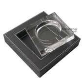 办公家居实用烟缸 水晶内缸全皮烟缸皮套 商务皮革烟灰缸 创意时尚