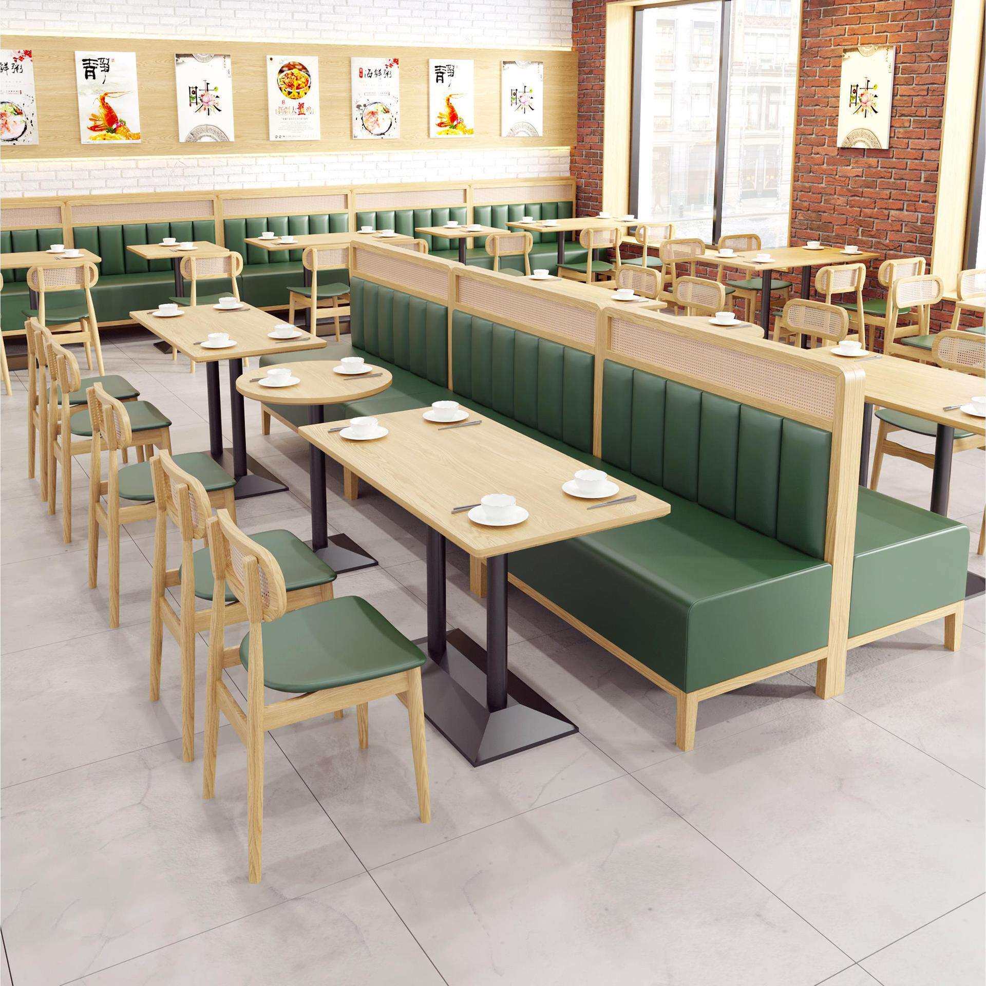 实木卡座沙发 音乐餐吧主题餐厅饭店桌椅组合 咖啡厅编藤椅子