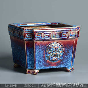 君子兰花盆室内仿古陶瓷兰花盆景盆栽蝴蝶兰专用桌面造景创意钧窑