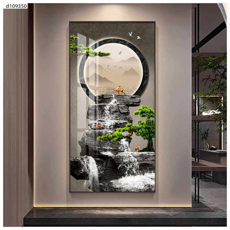 山水古典楼梯间挂画餐厅玄关过道走廊装饰画卧室中式画壁画