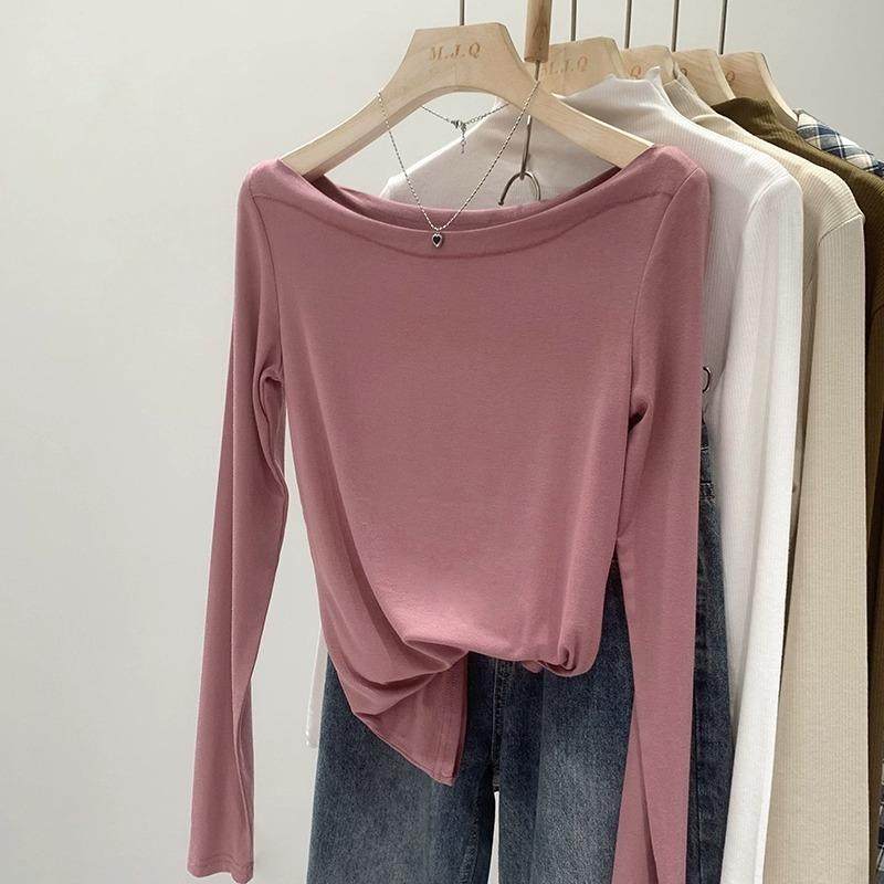甜辣一字领长袖打底衫女2026春秋穿搭感修身T恤露肩上衣0118w,女装/女士精品,T恤,淘宝优惠券,粉丝福利购,淘宝优惠卷