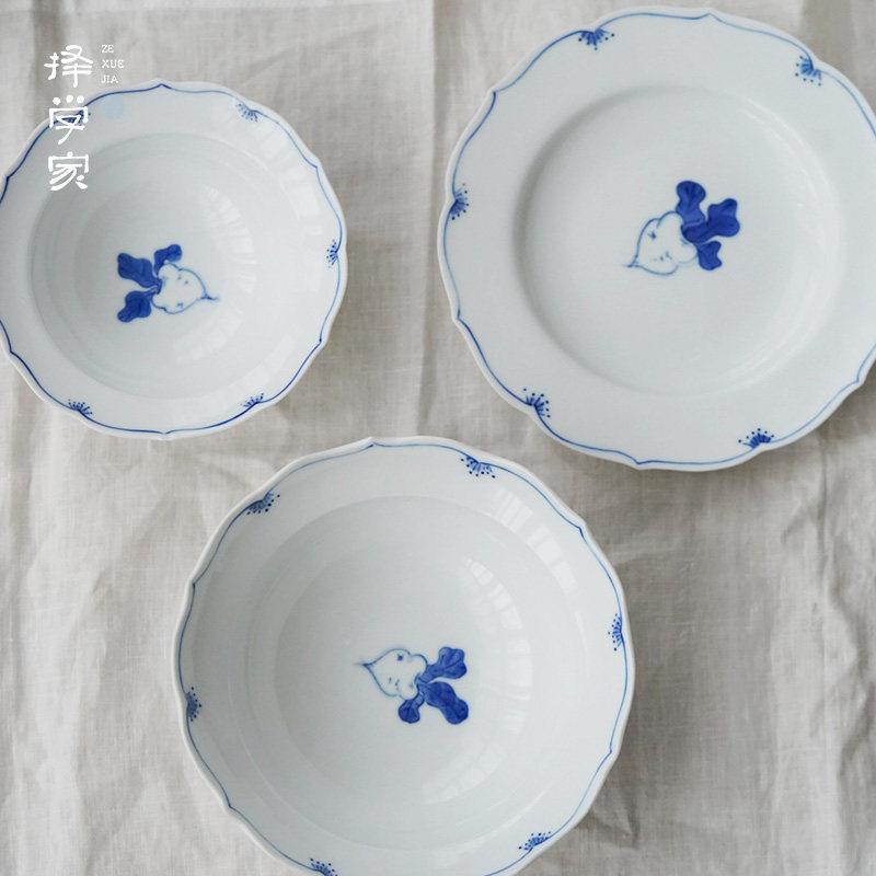择学家罗卜景德镇青花瓷碗陶瓷饭碗盘子盘子家用碗碟套装组合餐具
