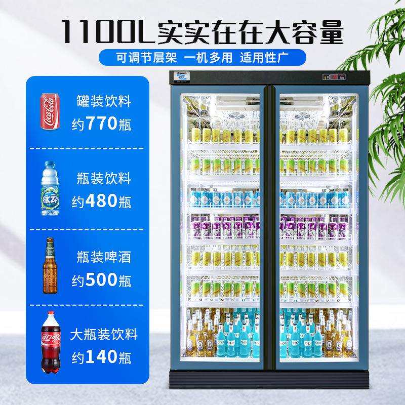 雅绅宝厂家直供超市饮料柜商用冷柜便利店立式双门啤酒冷藏柜设备