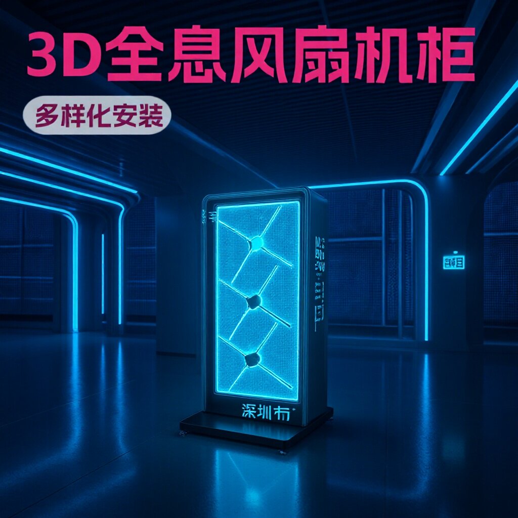1x3 1x4 56 65cm裸眼3d全息风扇机柜3D风扇亚克力保护罩三脚支架图片