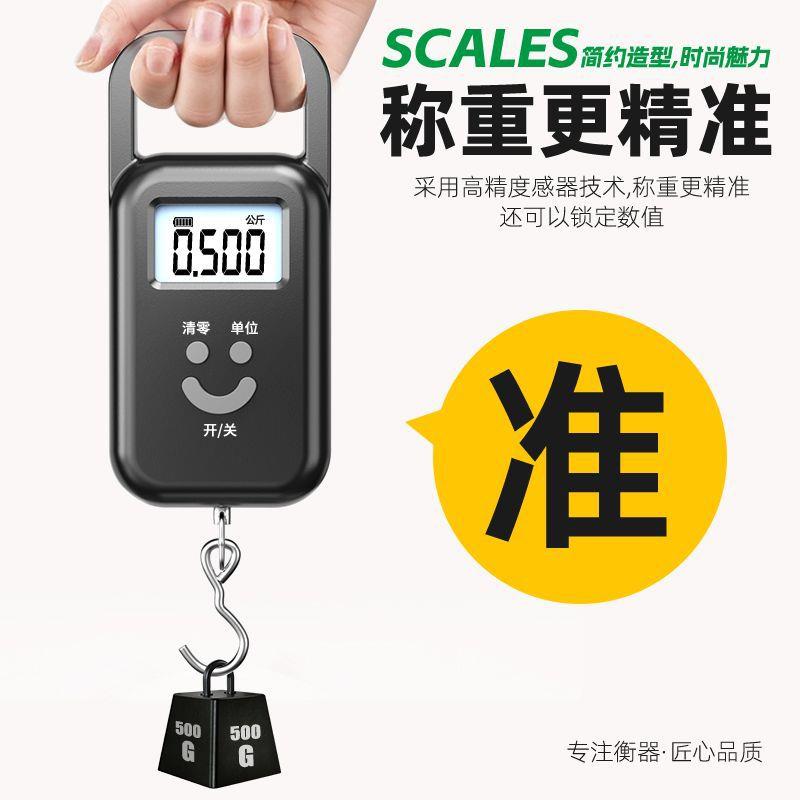 充电称重手提电子秤50kg便携式高精度家用快递称挂钩称小型弹簧秤
