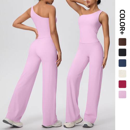 Hip yoga suit, slanted shoulder exercise set, running