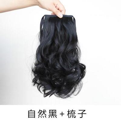 正品假马尾假发网女 绑带式微卷辫子隐形短卷发红抓夹彷假真发短