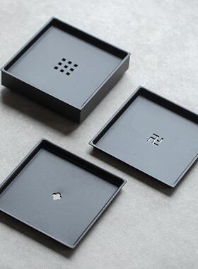 铁艺壶承小型茶盘储水干泡茶台茶托盘中式家用茶海沥水茶盘