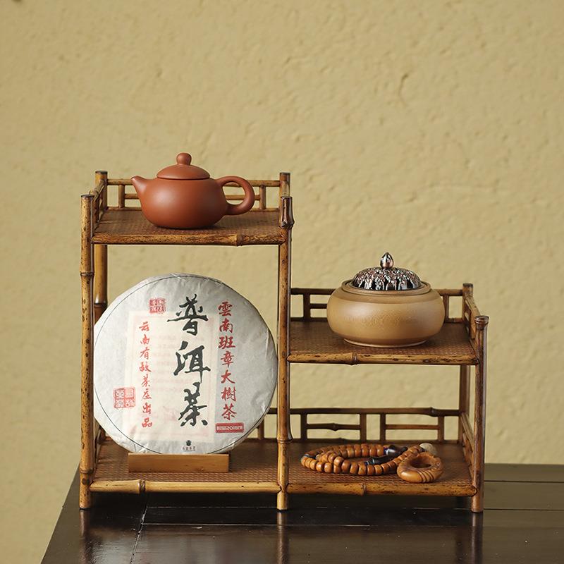 茶室书房桌面摆件置物架新中式博古架茶道配件茶棚茶具收纳展示架