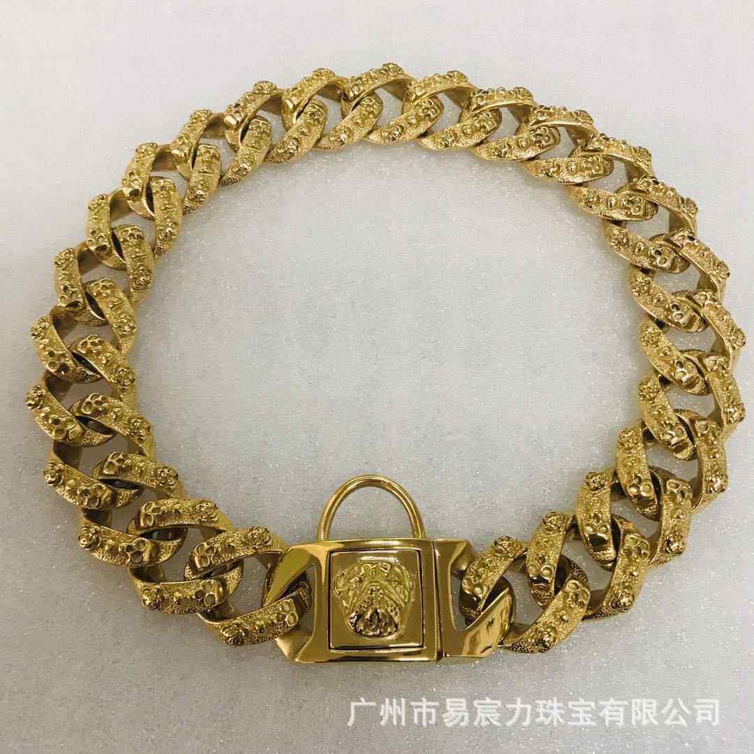 调不大钢锈狗链P链项圈可节脖圈超792宽中型犬金属法斗恶霸斗牛狗