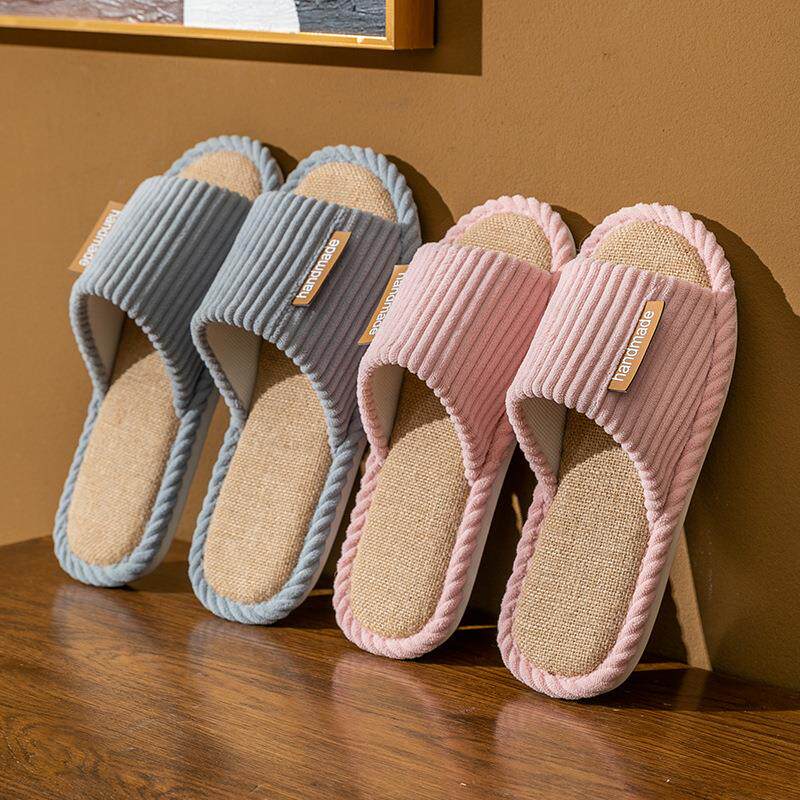 亚麻拖鞋女夏季居家四季家用静音四季室内家居布棉麻春秋布艺棉布