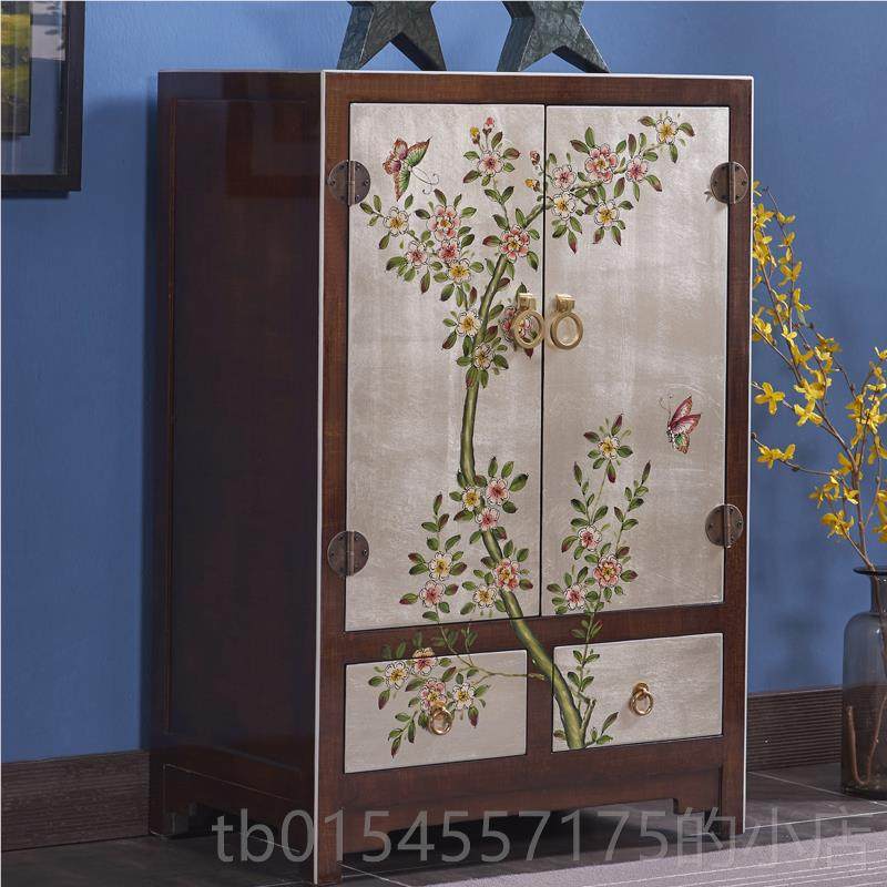 正品新中式彩绘斗柜现代简约美式乡实卧木室物收纳柜储村柜半高柜,住宅家具,斗柜,淘宝优惠券,粉丝福利购,淘宝优惠卷