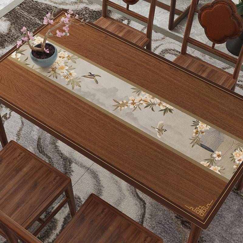 仿木纹新中式桌垫防水防油免洗中国风pvc皮革餐桌垫茶几桌布台布
