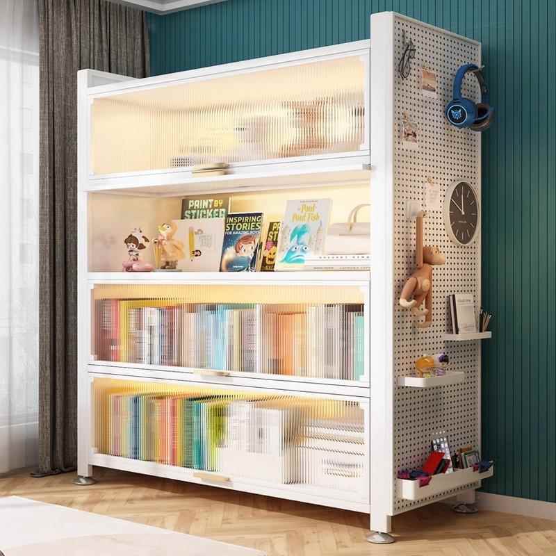 钢制书柜带门纳防尘翻盖储物儿见详情柜一体墙家用童书架多层靠落