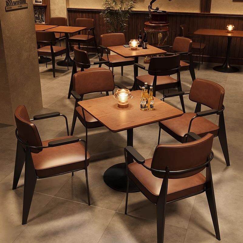 商用咖啡厅椅子靠背椅复古酒吧清吧奶茶店餐饮店餐厅餐桌椅子一套