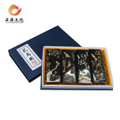 墨条墨锭墨块花鸟图墨条盒装套装4两老胡开文墨书法作品研磨墨汁