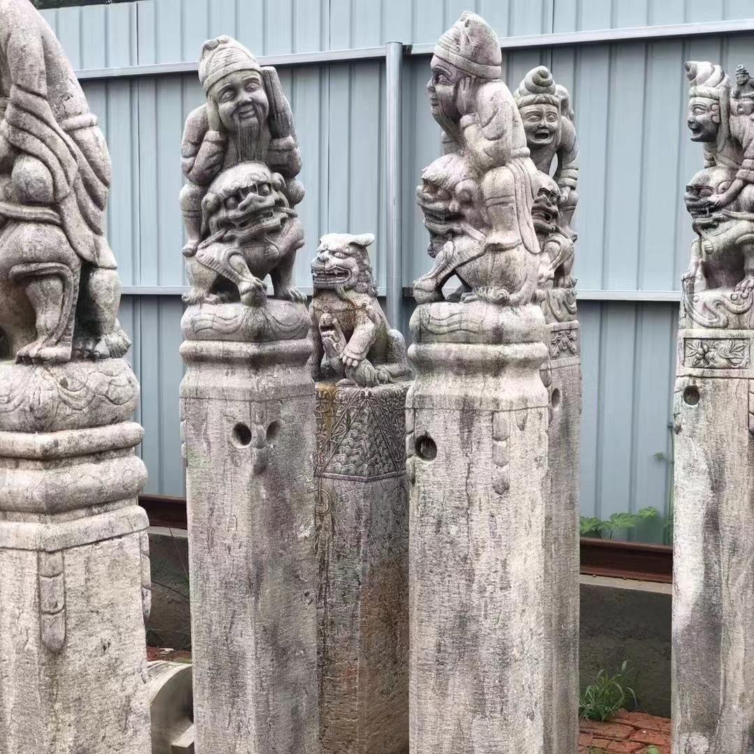 拴马柱石雕仿古拴马石柱石狮子貔貅麒麟四神兽门墩装饰青石拴马桩