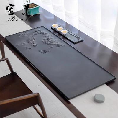 高档天然天罗绿石茶盘家用新中式轻奢简约乌金石茶台客厅石头茶具