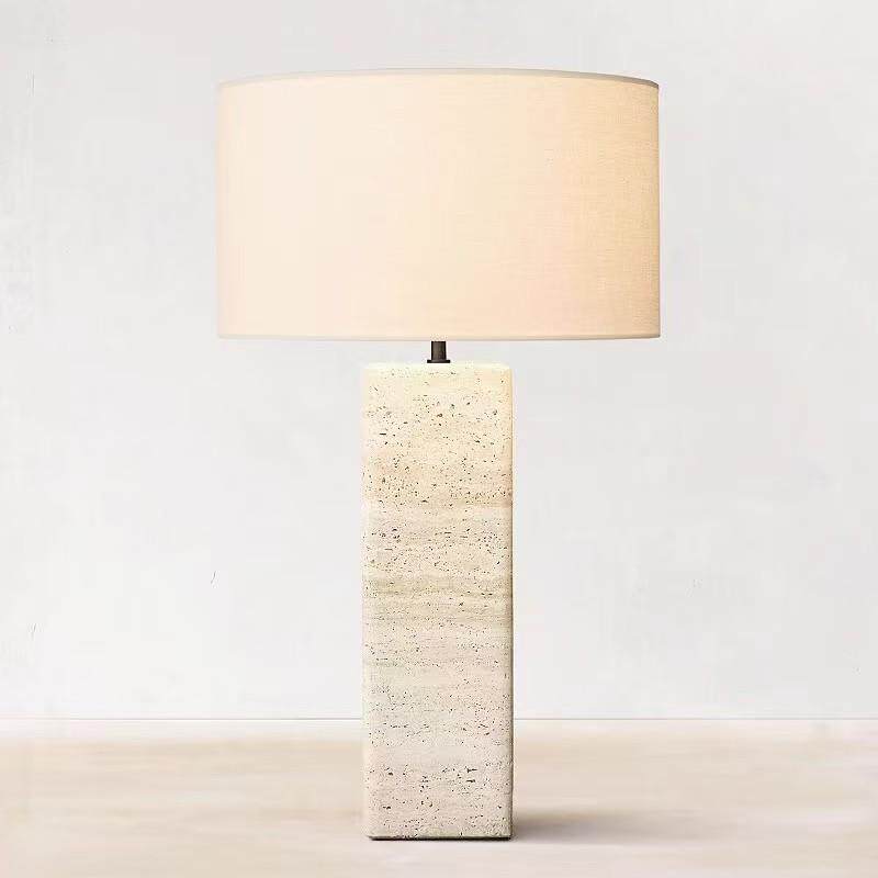 洞石布罩台灯系列轻奢装饰石头台灯北欧设计师款创意复古床头灯