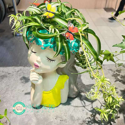 如果北欧仙女花盆创意深思仙女头花盆卷叶吊兰多肉大号垂吊绿植盆