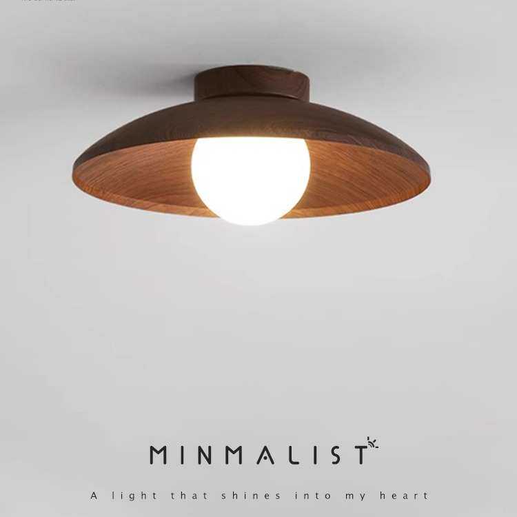 极简全光谱玄关过道入户吸顶灯复古日式侘寂风创意个性木艺阳台灯