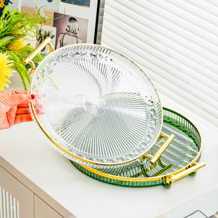 品质轻奢茶盘家用客厅托盘茶具杯子架放茶杯水杯圆形单层沥水托盘