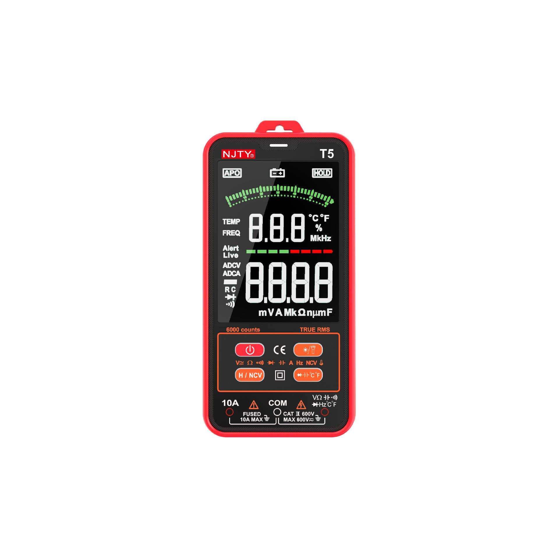 手机屏数字万用表T5自动识别6000计数双显示带模拟条图彩屏NCV