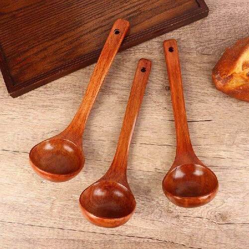 1Pc Wooden Large Capacity Soup Spoon Kitchen Use A Spoon To