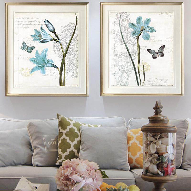 现代卧室挂画床头壁画有框植物花美式装饰画餐厅有框画兰花卧室画