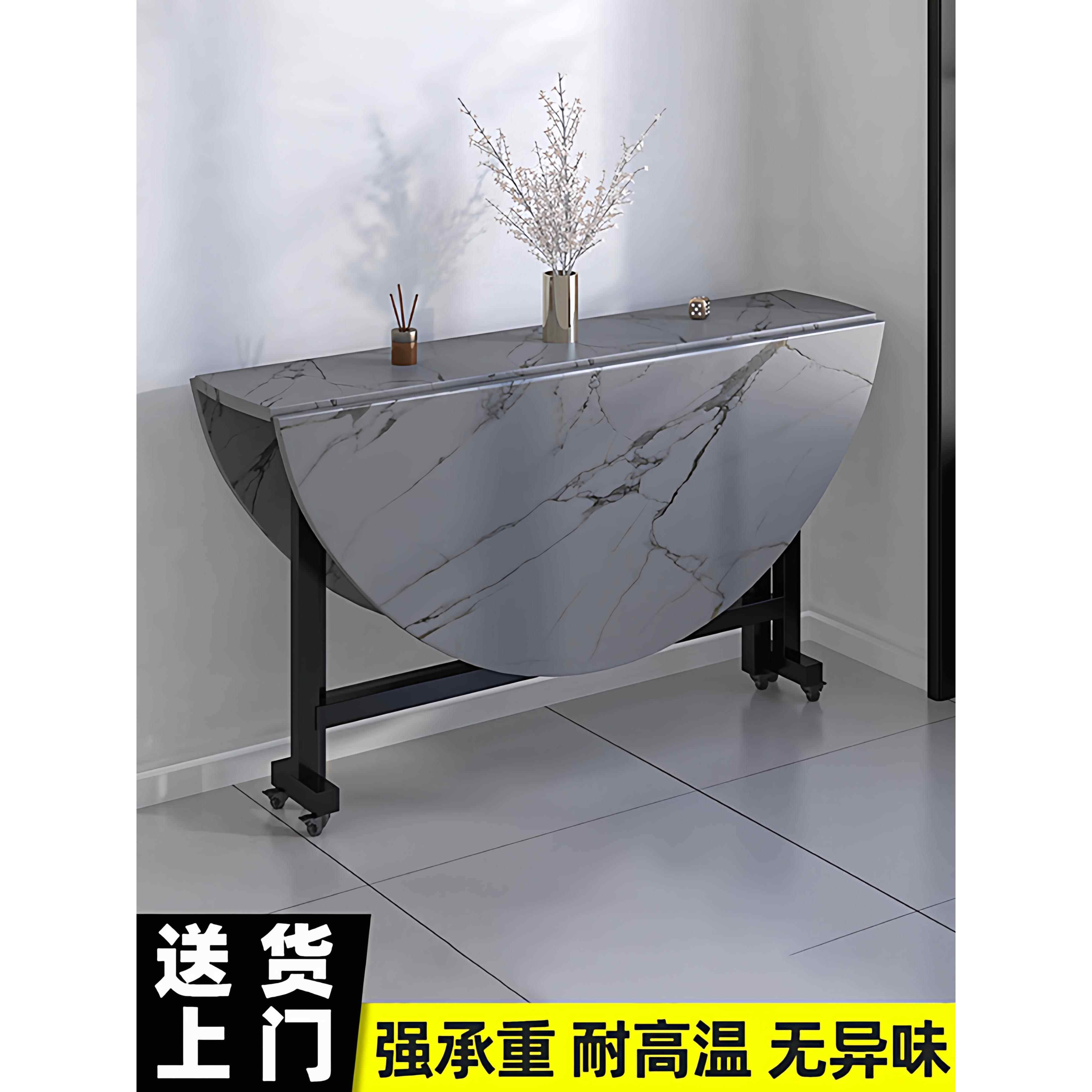 ?可折叠圆5餐桌家用简易0移动吃饭大子带转桌盘1人1人Fh(x}h(h新