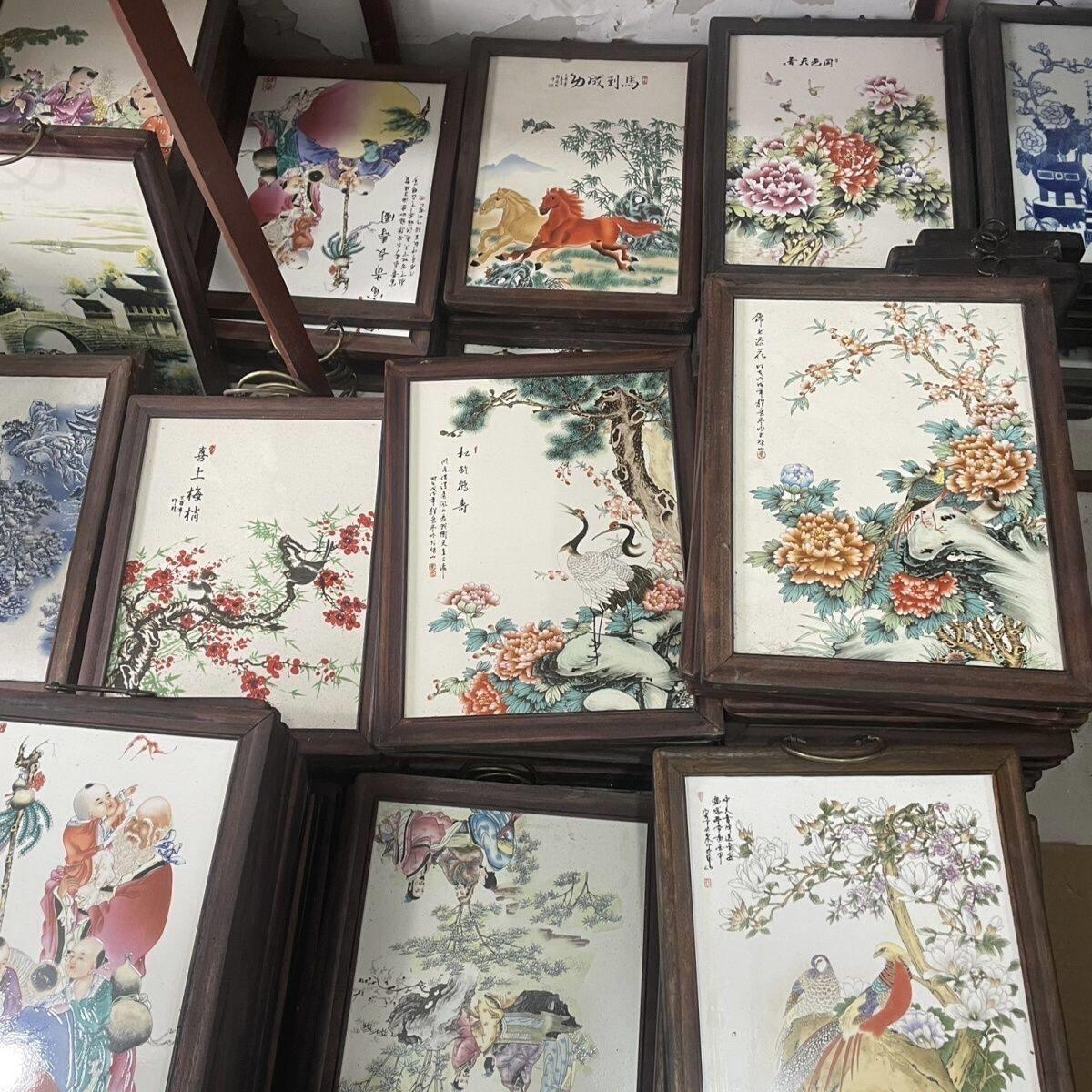 处理景德镇陶瓷画瓷板画手工中式客厅玄关挂墙挂画挂屏壁画装饰画