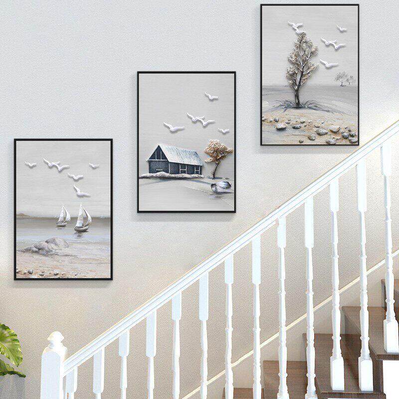 楼梯间装饰画墙面壁画走廊过道画楼道现代简约客厅三联画饭厅挂画