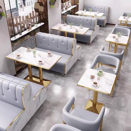 网红西餐咖啡厅餐饮小吃料理汉堡甜品奶茶店卡座沙发桌椅组合沙发