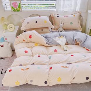 新款类冬季双面A牛绒被套四件套短毛绒瑚绒卡珊通床奶上用品定做