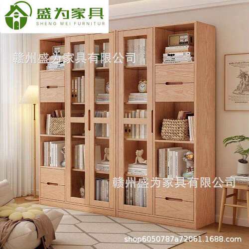 实木书柜落地置物架儿童阅读收纳架客厅多层书架家用靠墙储物柜子