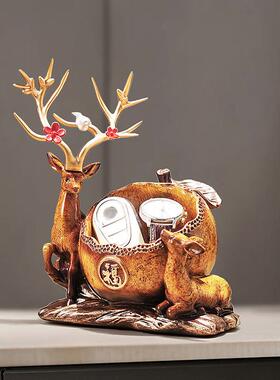 入户进门鞋柜放钥匙收福摆件鹿新ZND中纳式客厅玄关软装口饰乔迁