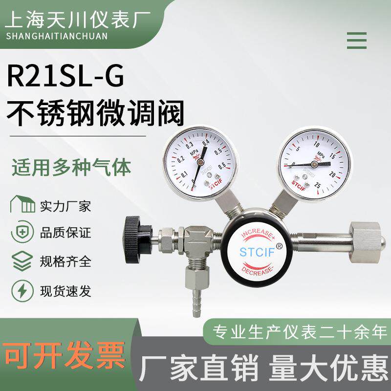 R21SL-G316不锈钢减压阀带针阀微调开关钢瓶实验室氮气氧气各种