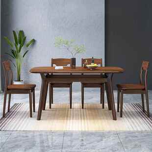 乌金木现代简板约家乌金木方用饭桌椅中式一桌新六实木岩小户型餐