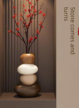 石来运转创意桌面花瓶摆件客厅玄关壁龛电视柜装饰品乔迁新居礼物