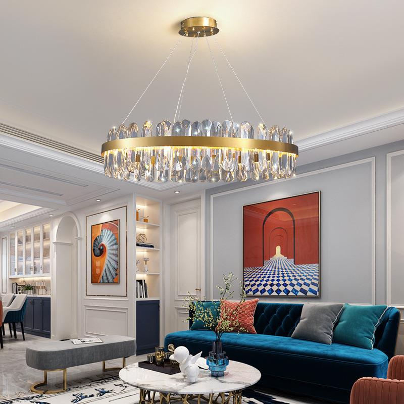 客厅吊灯K9水晶灯后现代轻奢餐厅灯北欧简约卧室家用样板间灯具