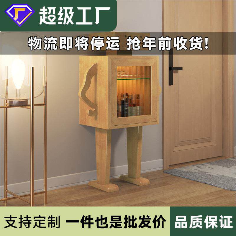 中古风家具实木机器人酒柜客厅收纳创意储物柜子实木餐边柜置物架