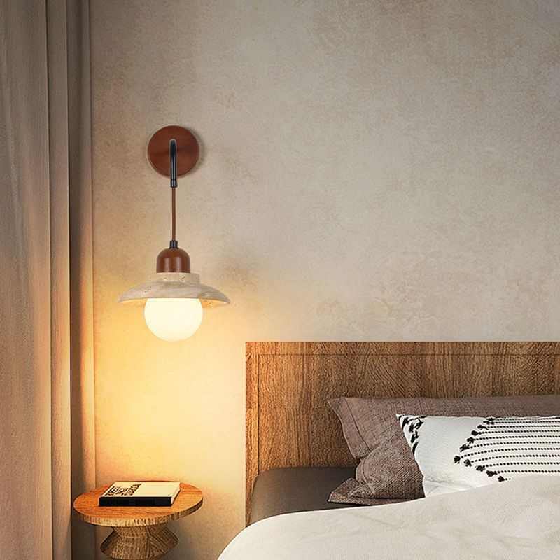 宿寂中古客厅复古民日式洞石床头奶油卧室设计师壁灯侘书房黄风