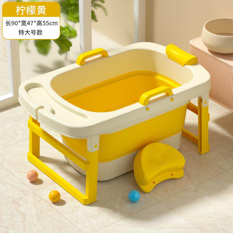 家儿用沐超大号91童洗澡桶可移动折叠特大号泡澡浴盆加塑高料可坐
