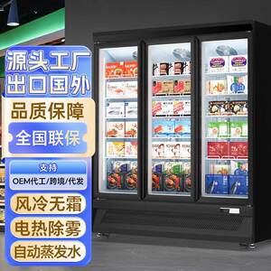 立式冷冻展示柜速冻食品海鲜肉类速冻柜大容量冰柜商用超市冷柜