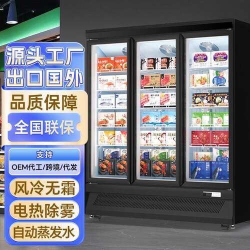 立式冷冻展示柜速冻食品海鲜肉类速冻柜大容量冰柜商用超市冷柜
