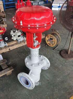 J641F46不锈钢衬氟气动截止阀化工耐磨抗腐蚀法兰欣弘阀门